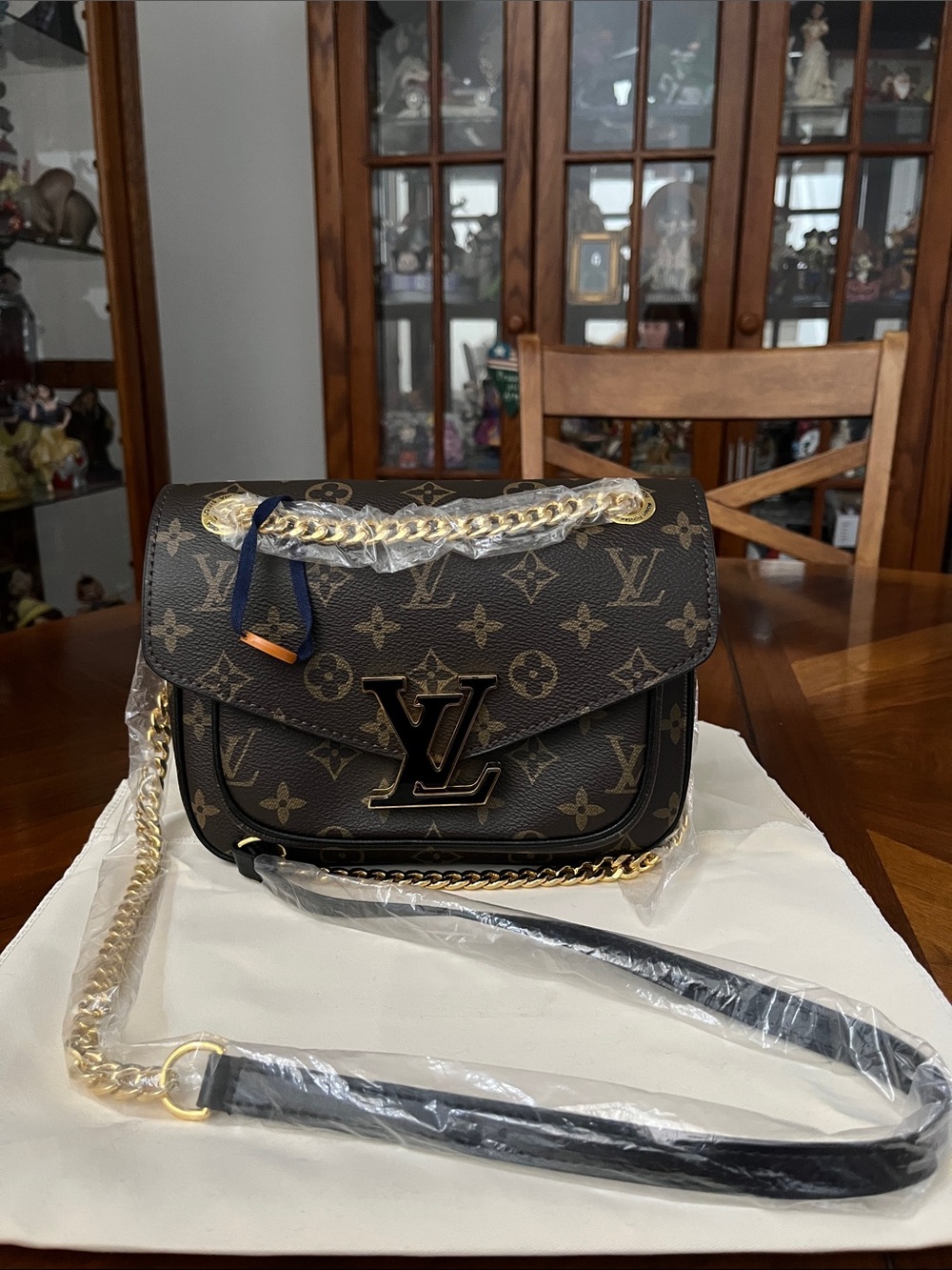 Chic Brown Monogram with Black Trim Crossbody Shoulder Bag!